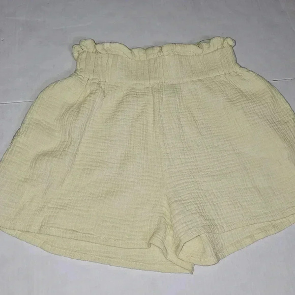 VICI Yellow Paperbag Waist 100% Cotton Womens Shorts‎ Sz Small - Picture 6 of 12